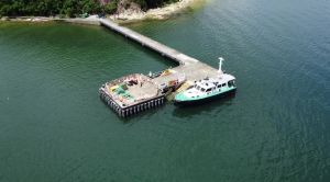 The improvement works of Lai Chi Chong Pier will be completed by the end of this year.  The new pier will provide two berths, one of which adopts a floating platform that can adjust up and down with the sea level, making it easier for vessels to berth and for passengers to board or alight. Pictured are the existing pier and the artist’s impression of the new pier.