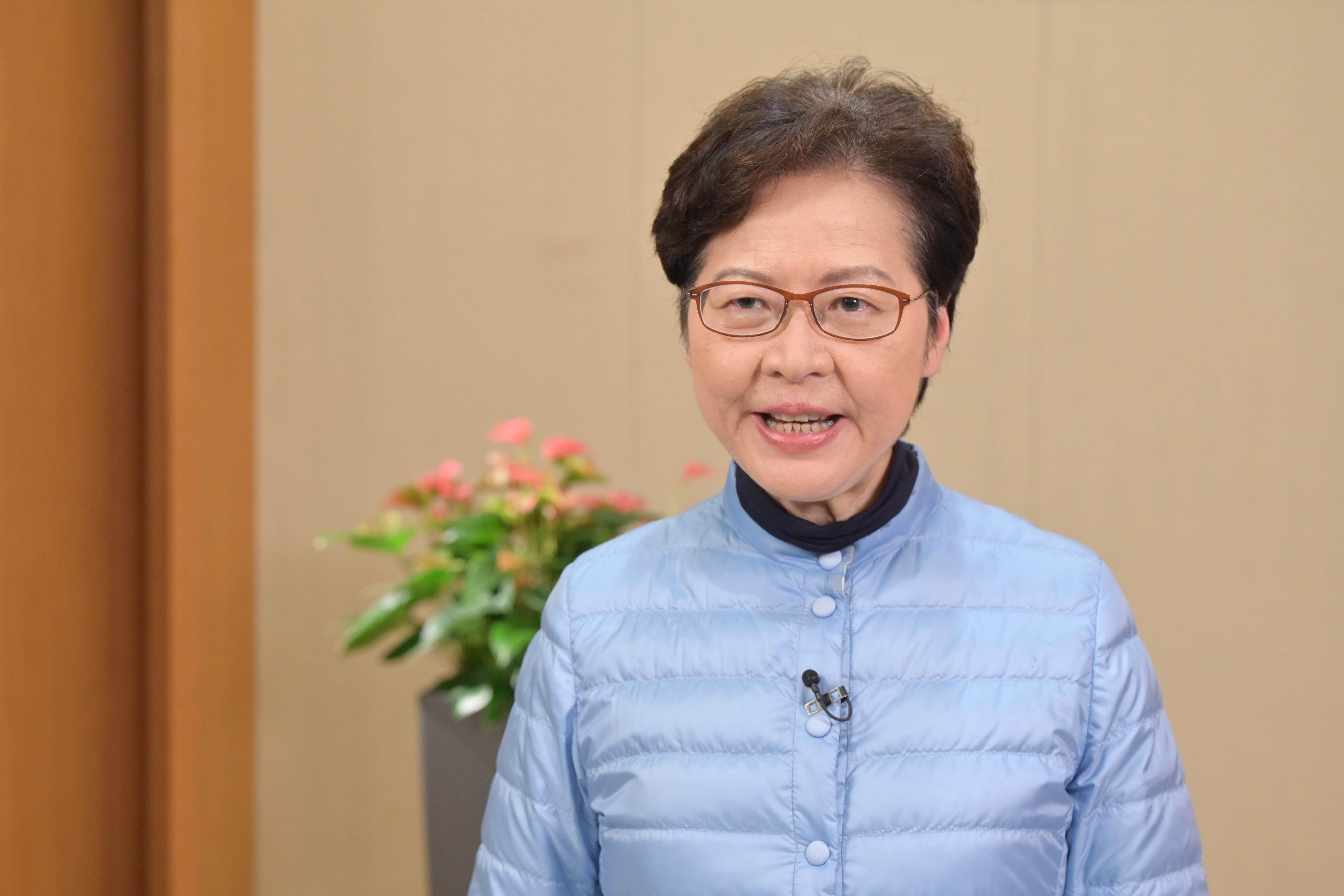 行政长官林郑月娥今日（三月二日）在香港2022国际城市林务研讨会透过视像致辞。