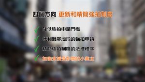 《2024年土地（為重新發展而強制售賣）（修訂）條例》，循四個方向更新和精簡強拍制度。